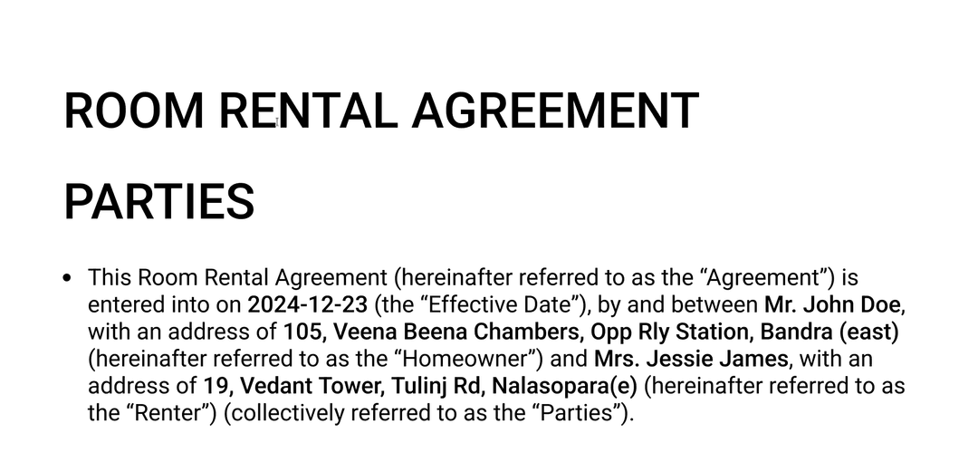 Rent Agreement Template